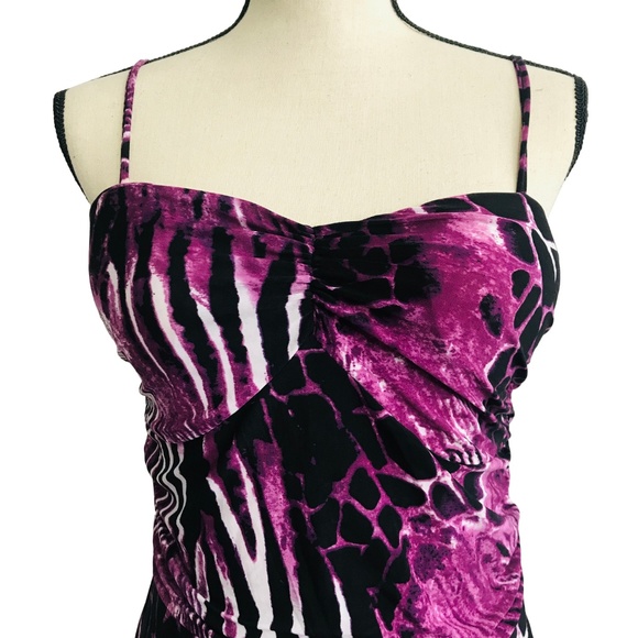 💜SOLD💜Purple Animal Print Slinky Dress - Picture 3 of 5